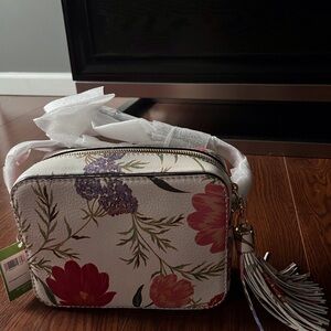 kate spade White Floral Crossbody with Tassel Accent